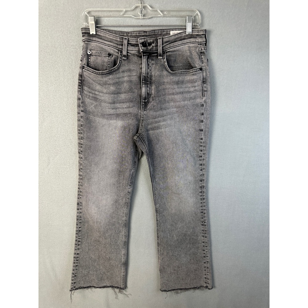 rag bone Nina High Rise Ankle Flare Jeans Gray Wash Size 30 Distressed Hem